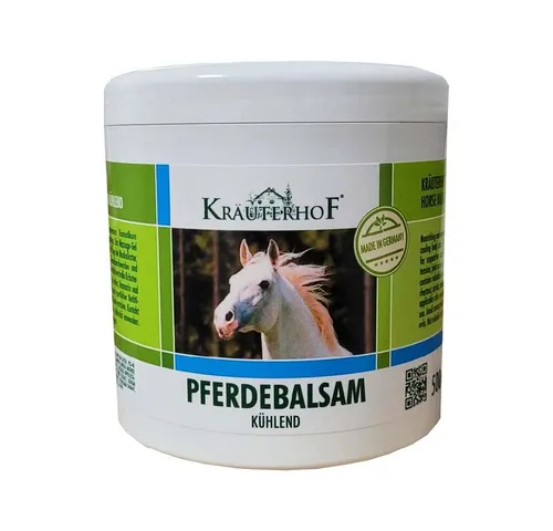 Kräuterhof Pferdebalsam Kühlend - Körperbalsam für müde Muskeln - Körpercremes mit kühlendem Effekt, ideal zur Linderung von Muskelkater und Verspannungen. Enthält wertvolle Kräuterextrakte wie Rosskastanie und Arnika für eine regenerierende Pflege nach dem Sport.