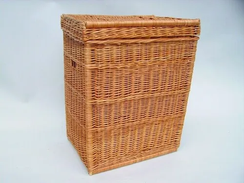 Wäschetruhe, Wäschekorb, Wäschebox Weide mit Stoff ausgeschlagen; B50xT36xH66cm