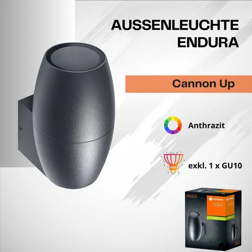 Ledvance Wandleuchte Endura Classic Cannon Wall Up dunkelgrau IP44 max. 35W GU10