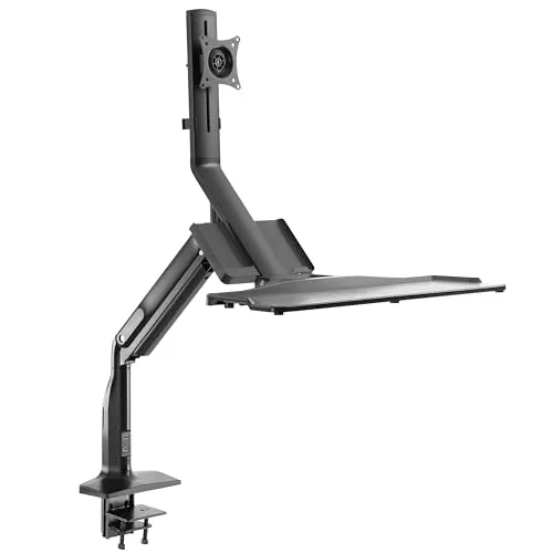 RICOO Monitorhalterung mit USB 3.0 für 17-32 Zoll - Ständer für Computermonitore mit 360° drehbarer Frontplatte und Höhenverstellung für mehr Ergonomie. Ideal für Home Office und Gaming Station.