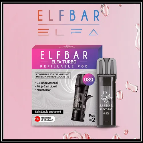Elfbar Elfa Turbo Pod 2ml mit 0,8 Ohm Mesh Coil  (2 Stück pro Packung)