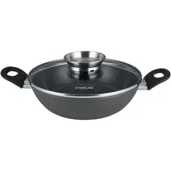 STONELINE Servierpfanne Set 2-tlg. mit Aroma-Glasdeckel - Kochtöpfe: Induktionsgeeignet mit Original STONELINE® Antihaftbeschichtung und echten Steinpartikeln für gesundes Kochen ohne PFAS.