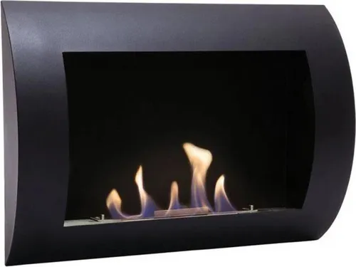 Ocean Ethanol-Wandkamin Schwarz, 1,75 kW, 0,7 Liter Brennkammer, bis zu 2 Stunden Brenndauer
