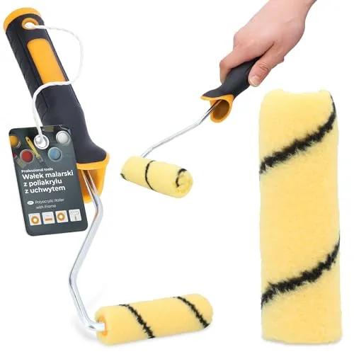 Farbroller 10 cm Farbwalze Ersatzrolle Malerrolle Lackierrolle Fassadenfarbe Wand Set mit Farbrollerbügel Bügel Malerbedarf Anstricharbeiten Renovierung