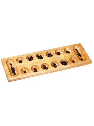 Goki Kalaha Spiel - Brettspiel für 2 Spieler, ideal für die Familie, mit einer Spielzeit von ca. 10 Minuten. Perfekt für Kinder ab 5 Jahren, Maße 46,5 x 14,5 cm.