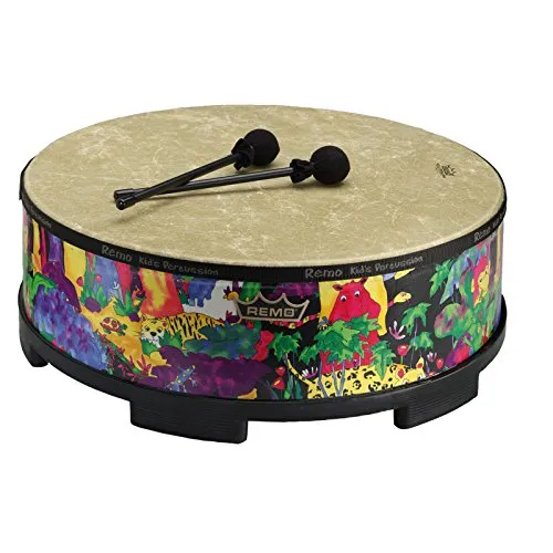 Remo KD-5822-01 Kids Percussion Gathering Drum - Schlagzeug & Schlagwerk, professioneller Sound mit Fiberskyn3 Fellen, ideal für kreative Kinder ab 5 Jahren im Rain Forest Design.