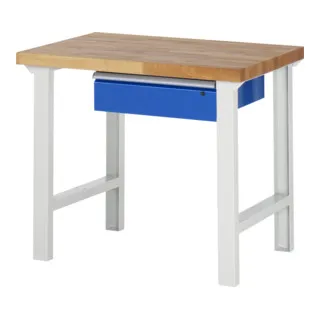 Rau Werkbank Modell 7001 - Robuste Arbeitsfläche 1000x900x840mm - Hochwertige Werkbank aus 100% Buche-Massivholz, ideal für Handwerksprojekte. Mit 40 mm Plattenstärke und 750 kg Flächenlast ist sie extrem stabil und langlebig. Komplett montiert mit 5 Jahren Qualitätsgarantie.