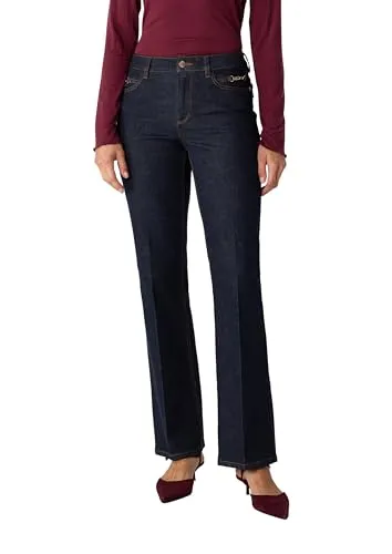 Flared Denim Jeans-Hose in blau von comma,