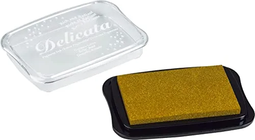 Tsukineko Stempelkissen Delicata Metallic 7.0x10.0x1.5 cm Ganzjährig geeignet für kreative Projekte und Bastelarbeiten Gold