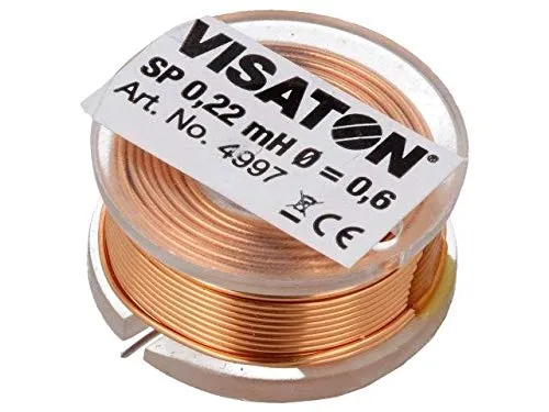 Drossel: Luftspule 0,22mH 0,54Ω Ø: 25mm H: 12mm ØAder: 0,6mm VISATON 4997