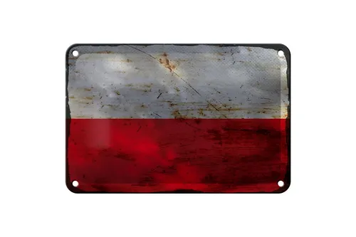 Blechschild Flagge Polen 18x12 cm Flag of Poland Rost Deko Schild