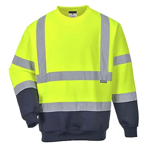 Portwest 2-farbiges Warnschutz-Sweatshirt XL Gelb/Marine B306YNRXL - Stylisches 2-farbige Warnschutz-Sweatshirt aus weichem Polyester/Baumwolle, ideal für den täglichen Einsatz. EN ISO 20471 zertifiziert für optimale Sichtbarkeit und Sicherheit.