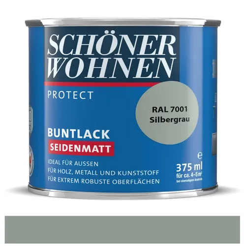 Schöner Wohnen Protect Buntlack Silbergrau (RAL 7001) seidenmatt 375ml   13€/L