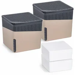 WENKO Raumentfeuchter Mod. Cube, Beige, 500 g, 2er Set - Luftentfeuchter in modernem Cube-Design, ideal für Räume bis 40 m³. Schützt vor Feuchtigkeit, Schimmel und Gerüchen – ganz ohne Strom! Perfekt für Keller, Badezimmer und Wohnmobile.
