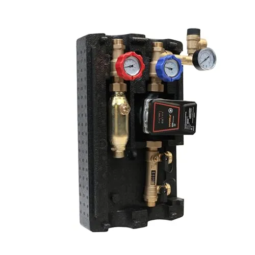 SUNEX Pumpengruppe GPS PWM HYDRA 20-8-130 - Zweistrang Solarstation - mit Durchflussmesser für Solarthermie - energieeffiziente Umwälzpumpe mit Rotameter Thermometer Luftabscheider Sicherheitsventil