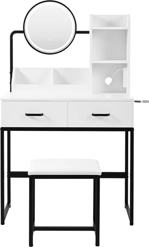 Schminktisch Set mit LED-Beleuchtung und Hocker