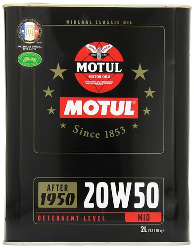 Motul Classic Oil 20W-50 2L - Motoröl für Oldtimer, bietet hervorragenden Schutz und Langlebigkeit für klassische Fahrzeuge.
