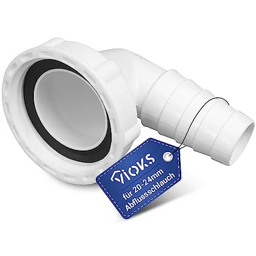 VIOKS Schlauchtülle Winkel 90 Grad für 1 1/2 Siphon Anschluss Waschmaschine, Spülmaschine - Winkelschlauchtülle Waschmaschine Anschluss Abwasser