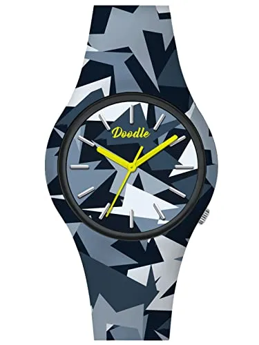 Doodle Watch Quarz Armbanduhr Tattoouhr Camouflage Blau mit Silikonband 39 MM DO39017