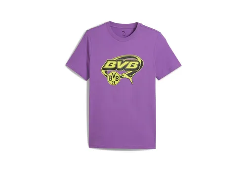 Puma BVB Ftblculture Tee soft violet-yellow alert (14) L - Herren T-Shirt aus 100% Baumwolle mit 20% recyceltem Material, ideal für nachhaltige Mode und den perfekten Tragekomfort.