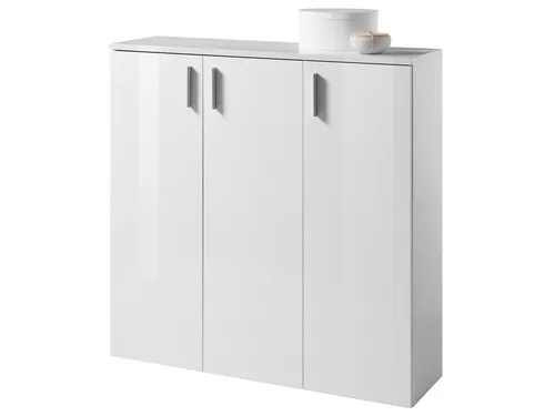 Stella Trading LINCOLN Schuhschrank, Weiß Hochglanz - Stilvolles Schuhregal mit viel Stauraum - Schuhablagen mit modernem Design in Weiß, bietet viel Platz für Schuhe und sorgt für Ordnung im Flur. Ideal für eine stilvolle Raumgestaltung.