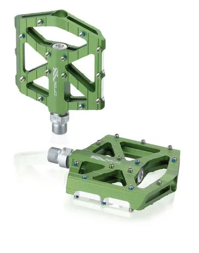 XLC MTB Trekking Pedale PD-M12 Alu limegreen - Aluminium Plattformpedale in stylischem limegreen, ideal für Mountainbikes und Trekkingräder. Leicht mit nur 366 g und kompatibel mit verschiedenen Fahrradtypen.