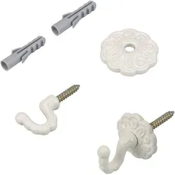 Liedeco Zierhaken, Gardinen, Vorhänge, (Set, 2-St), für Vorhänge weiß 0,25 cm