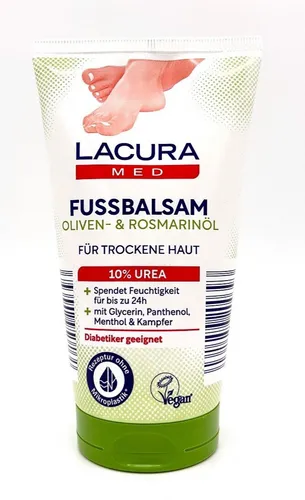 ✅ Lacura Med 10 % UREA Fußbalsam , Oliven- & Rosmarinöl, Fusspflege 150ml ✅