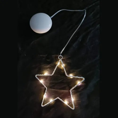 10er LED Metallstern Lichterkette Batteriekette warmweiß Deko