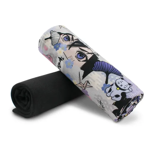 Jerseystoff 0,5m Design + 0,5m UNI Jersey Kinderkleidung nähen Set 18 Manga