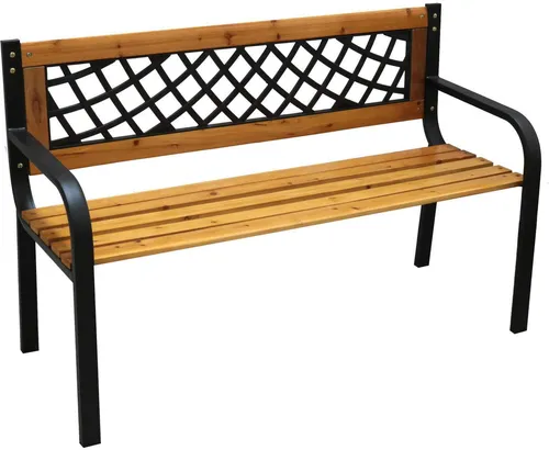 LEX Parkbank CASTLE - Holzbank für Garten und Terrasse - Klassische 2-Sitzer Gartenbank aus Holz und Metall, ideal zum Entspannen mit Armlehnen und einer maximalen Belastbarkeit von 240 kg.