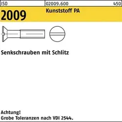 Senkschraube M8 x 30mm aus Kunststoff PA ISO 2009 - Eisenwaren - Robuste Senkschraube aus hochwertigem Kunststoff, ideal für korrosionsbeständige Anwendungen mit metrischem Gewinde.