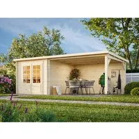 Gartenhaus Holz 28mm ELLA 610x320cm - Gartenhaus aus hochwertigem Holz, ideal für die Aufbewahrung von Gartengeräten, mit 360° Schleppdach und Doppeltür für einfachen Zugang