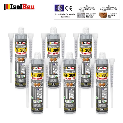 300ml Injektionsmörtel Verbundmörtel SF 300 12 x Mischer Montagemörtel 6 x