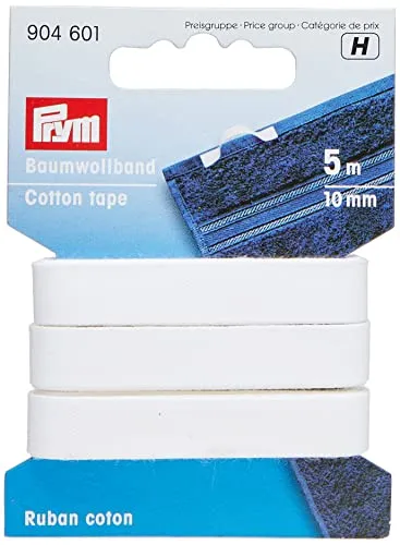 Produktbild Prym Baumwollband, 5 Meter Länge x 10 mm Breite, Weiss