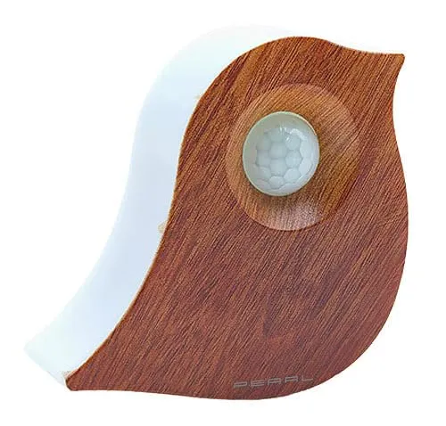 PEARL Vogelstimmen Boxen: Vogelgesang-Box m. Bewegungssensor, 120 Sek. Spielzeit, Teakholz-Optik (Soundboxen Vogelgezwitscher, Naturgeräuschebox Vogelgesang)
