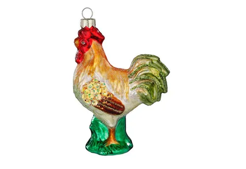 MAGIC by Inge Christbaumschmuck, Christbaumschmuck Glas 10cm Hahn Figur Bunt