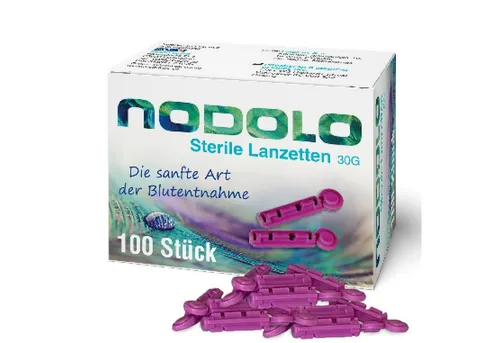 NODOLO Lanzetten Steril 30,00G - 100 Stück, für alle Stechhilfen geeignet - Die NODOLO Lanzetten überzeugen mit feiner Stahlnadel für schmerzarme Blutentnahme. Ideal für Blutzuckermessungen, kompatibel mit gängigen Lanzettiergeräten und laborgeprüfter Qualität.