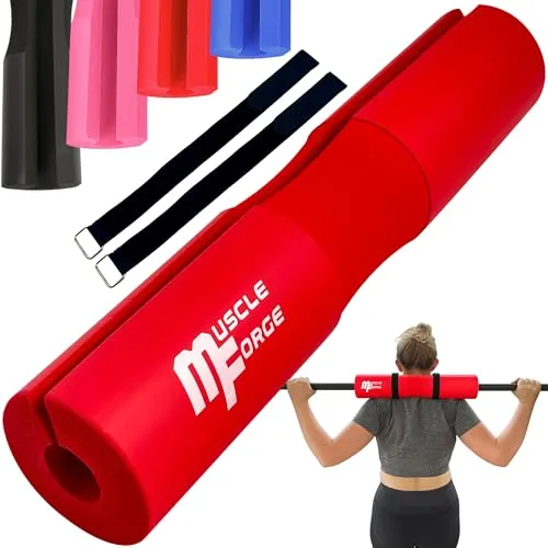MuscleForge Langhantel Polster mit Nackenschutz - Hip Thrust & Squat Barbell Pad mit 2 Schlaufen - EVA Polster für Langhantel - Barbell Pad für Krafttraining, Fitness Männer & Frauen