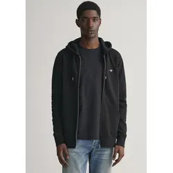 Gant Kapuzensweatjacke Shield - Zip Hoodie für Herren mit durchgehendem Reißverschluss, praktischer Kängurutasche und verstellbarer Kapuze für optimalen Tragekomfort.