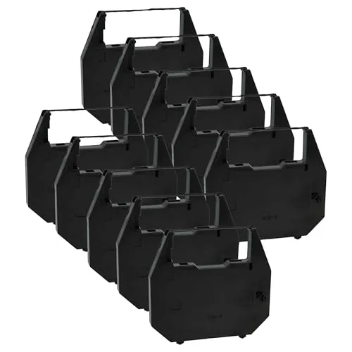 vhbw 10x Farbband Schriftband kompatibel mit Butec 1001, 1005, 3000, 2000, 2002, 250 E, 12, 4000, 4004 Nadeldrucker, Bondrucker - Schwarz