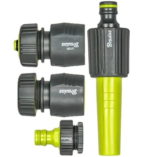 Bradas 4-teiliges Sprühset rutschfest Spritzdüse Schnellkupplung für Schlauch 3/4