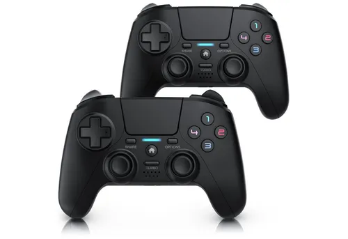 CSL Wireless Gamepad für PS4 & PC, Dual Vibration, Touchpad, Lautsprecher PlayStation 4-Controller (Spar-Set, 2 St., für Playstation 4 Pro / Slim, Lichtleiste Bluetooth, Headset Anschluss)