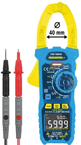 PANCONTROL True-RMS Stromzange PAN 1000AD - Multimeter für präzise Strommessungen, True-RMS-Technologie für genaue Ergebnisse bei variablen Lasten.