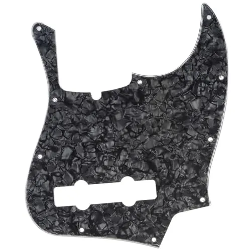 Musiclily Pro 5-Saiter 10 Löcher Contemporary J Bass Pickguard JB-style Schlagbrett für Fender American Jazz Bass,4 lagig Black Pearl