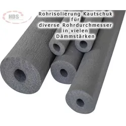 Rohrisolierung Kautschuk Heizung (1m Stange/Einzelkauf) ((Rohrdurchmesser x Dämmstärke): 15 x 27 mm = 100% GEG)