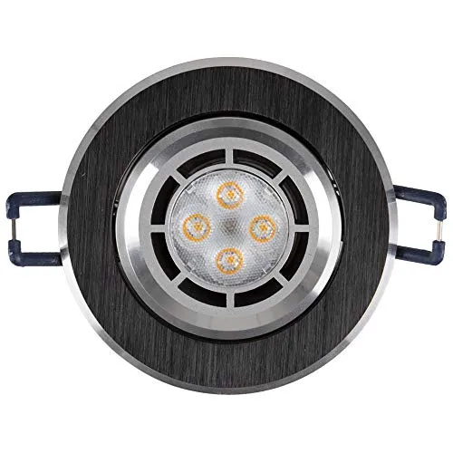 Mextronic Einbauleuchten LED Einbaustrahler 230V 5 16302-9 0 Ø68 IP20 Alu Silber + Schwarz gebürstet