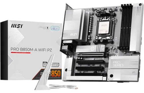 MSI AM5 PRO B850M-A WIFI PZ M-ATX, AMD, Sockel AM5, AMD Ryzen 7000 Series, AMD Ryzen 8000 Series, AMD Ryzen 9000 Series, Sockel AM5, DDR5-SDRAM, 256 GB