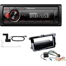 Pioneer MVH-130DAB 1 DIN Media Autoradio DAB+ Short Body USB AUX passend für Volkswagen VW EOS ab 2006 piano black