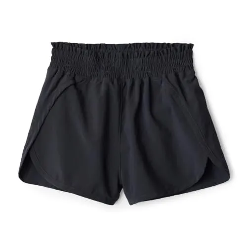 Amazon Essentials Mädchen Sportliche Stretch-Shorts mit hohem Bund und elastischem Taillenbund, Schwarz, 8-9 Jahre